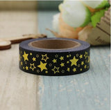 Stars Gold Foil Washi Tape Black