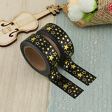 Stars Gold Foil Washi Tape Black