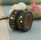 Stars Gold Foil Washi Tape Black