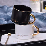 Love Coffee Ceramic Mug Saucer Set