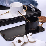 Love Coffee Ceramic Mug Saucer Set
