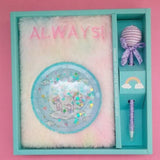 Rainbow Unicorn Fluffy Water Glitter - Stationery Set