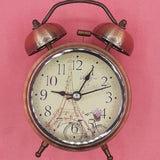 Retro Eiffel Tower Copper Twin Bell Desk Clock / Alarm Clock