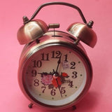 Retro European Leafy Landscape Copper Twin Bell Desk Clock / Alarm Clock with Night Led Light
