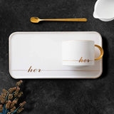 Love Couple His & Her Coffee Ceramic Mug Saucer Set