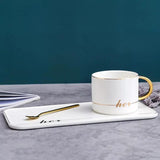 Love Couple His & Her Coffee Ceramic Mug Saucer Set