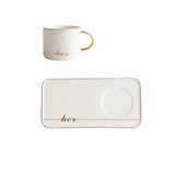 Love Couple His & Her Coffee Ceramic Mug Saucer Set