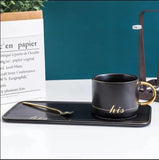 Love Couple His & Her Coffee Ceramic Mug Saucer Set