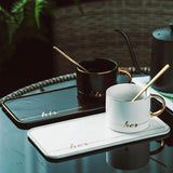 Love Couple His & Her Coffee Ceramic Mug Saucer Set
