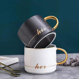 Love Couple His & Her Coffee Ceramic Mug Saucer Set
