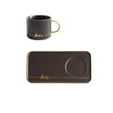 Love Couple His & Her Coffee Ceramic Mug Saucer Set