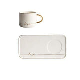 Love Coffee Ceramic Mug Saucer Set