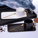 Love Coffee Ceramic Mug Saucer Set
