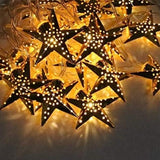 LED Golden Metal Hollow Star Fairy Light