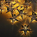 LED Golden Metal Hollow Star Fairy Light